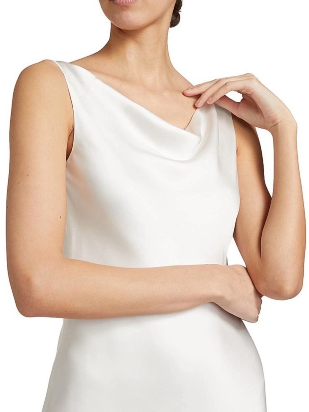 French brand Morgan - Sleeveless Cowl Neck White Dress